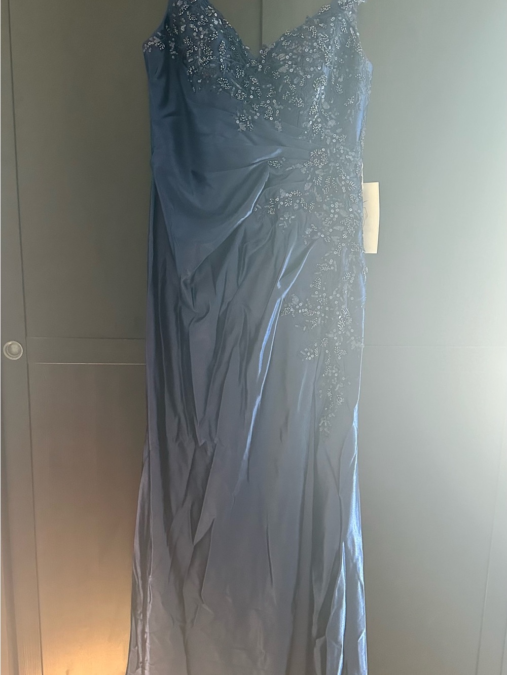 Elegant Beaded Navy Evening Gown - V-Neck Formal Dress